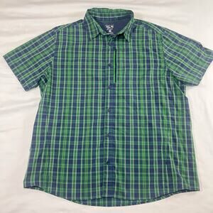 Mountain Hardwear Shirt Men Size L Green Tartan Plaid Lightweight Hiking Outdoor